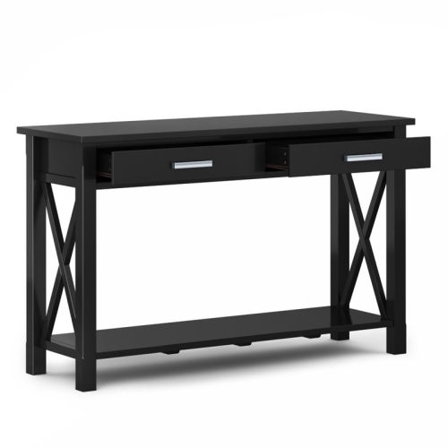 Simpli Home Kitchener 47" Solid Wood Console Table in Black