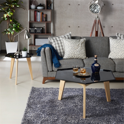 Furniture of America Bok Modern Chic Metal Tray-Top Coffee Table in Black