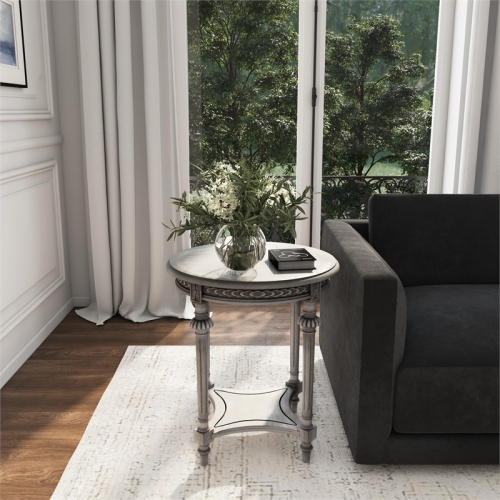 Butler Hellinger Round Gray Wood Lamp Table