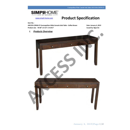 Simpli Home Cosmopolitan Solid Wood Wide Console Sofa Table in Mahogany Brown