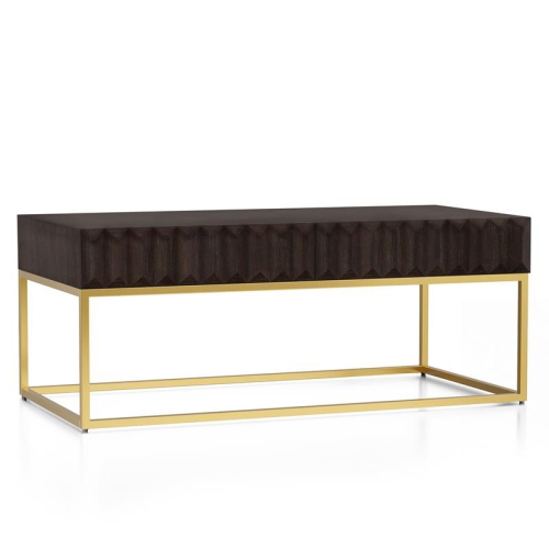 Bowery Hill Transitional Metal 2-Drawer Coffee Table in Walnut