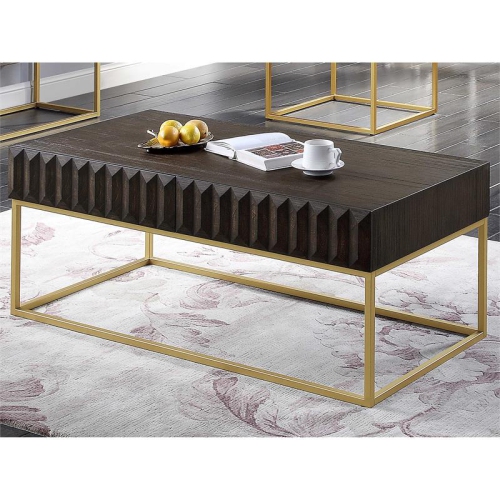 Bowery Hill Transitional Metal 2-Drawer Coffee Table in Walnut