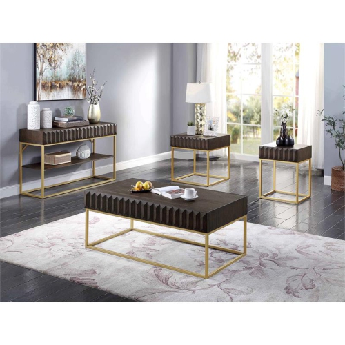 Bowery Hill Transitional Metal 2-Drawer Coffee Table in Walnut