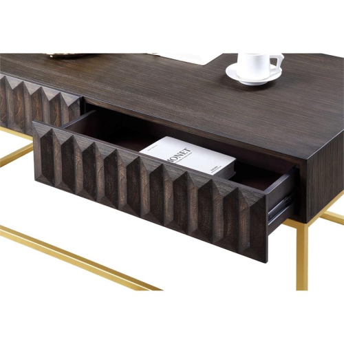 Bowery Hill Transitional Metal 2-Drawer Coffee Table in Walnut