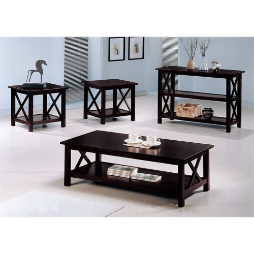 Bowery Hill 3 Piece Coffee Table Set in Dark Merlot