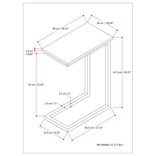 Simpli Home Skyler Industrial 18 " Metal C Side Table with Marble Top in White