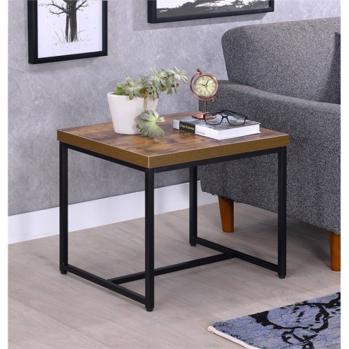 ACME Bob Square End Table in Weathered Oak and Black