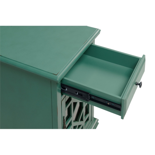 Bowery Hill Traditional Chairside Table with Power in Antique Teal Green