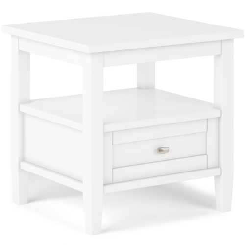 SIMPLI HOME  Warm Shaker Wood 20" Rectangle Transitional End Table In White Quality wood