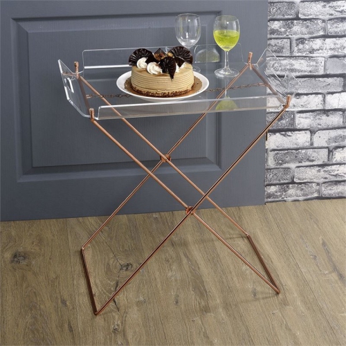 ACME FURNITURE Acme Cercie Tray Table In Clear Acrylic And Copper