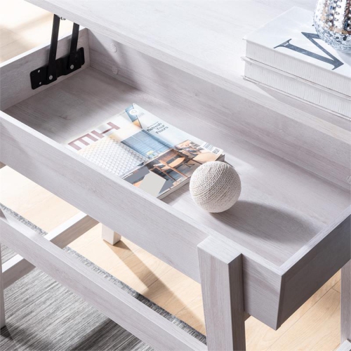 Bowery Hill Modern Wood Lift-Top Console Table in White Oak