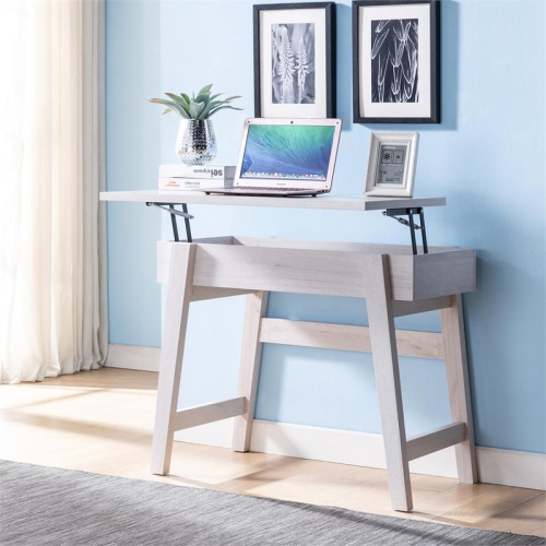 Bowery Hill Modern Wood Lift-Top Console Table in White Oak