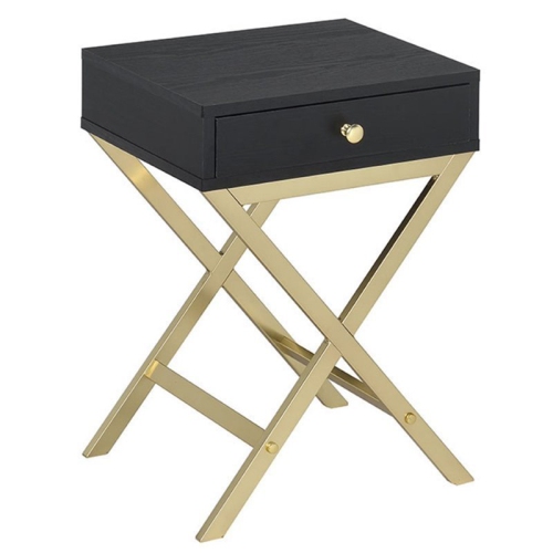 ACME FURNITURE  Acme Coleen End Table In And Brass In Black