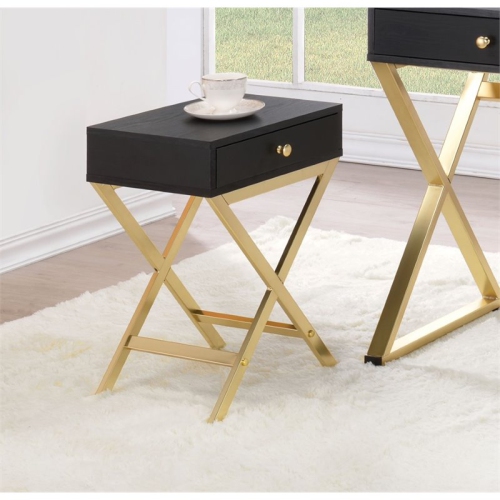 ACME Coleen End Table in Black and Brass