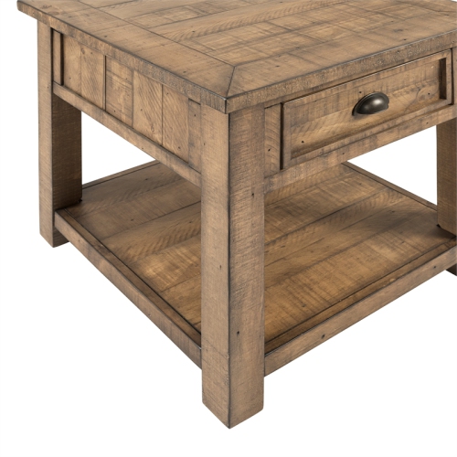 Bowery Hill Farmhouse Solid Wood 1 Drawer End Table in Reclaimed Natural