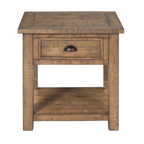 Bowery Hill Farmhouse Solid Wood 1 Drawer End Table in Reclaimed Natural