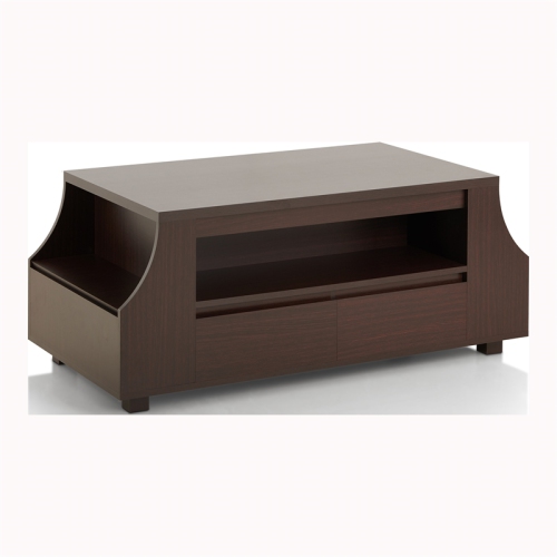 Furniture of America Moshe Modern Wood Coffee Table with Side Storage in Walnut