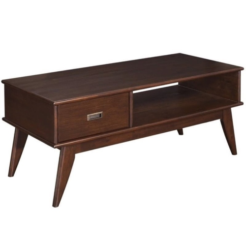 SIMPLI HOME  Draper Solid Hardood 48 " Rectangle Mid-Century Modern Coffee Table In Medium Auburn Brown