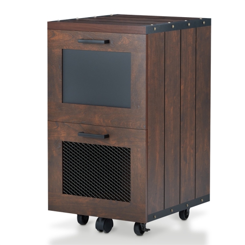 Furniture of America Brynn Industrial Wood Filing Cabinet with Casters in Walnut