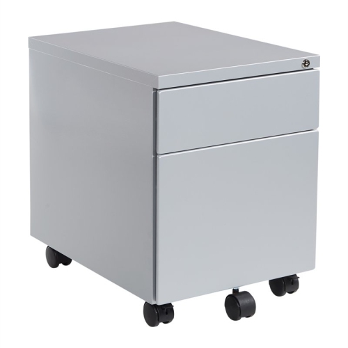 OFFICE STAR  22" Deep Metal Mobile Box/file Pedestal In Silver