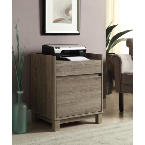 LINON  Tracey Wood Filing Cabinet In In Gray