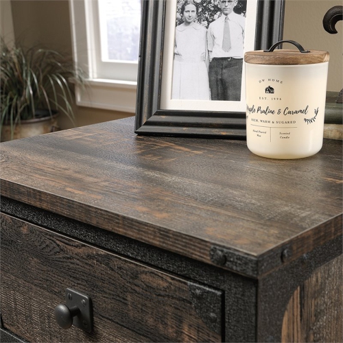 Sauder Steel River 2-Drawer Mobile File Cabinet in Carbon Oak/Black