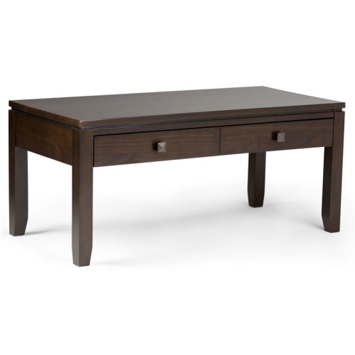 SIMPLI HOME  Cosmopolitan Solid Wood Coffee Table With Drawers In Mahogany In Brown Love it!