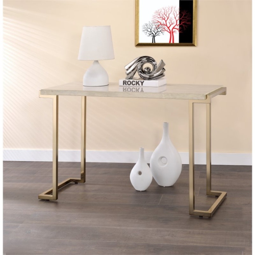 ACME FURNITURE  Acme Boice Ii Console Table In Faux Marble And In Champagne