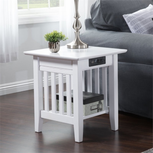 AFI Mission 20" Charger End Table in White