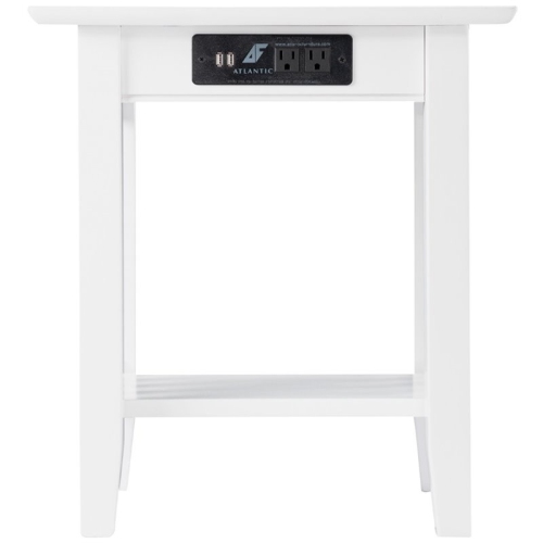AFI Mission 20" Charger End Table in White