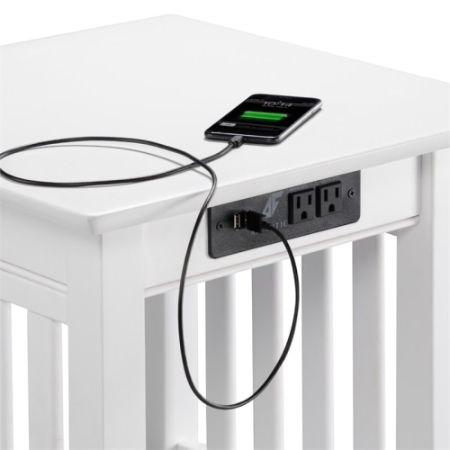 AFI Mission 20" Charger End Table in White