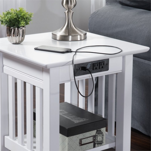 AFI Mission 20" Charger End Table in White