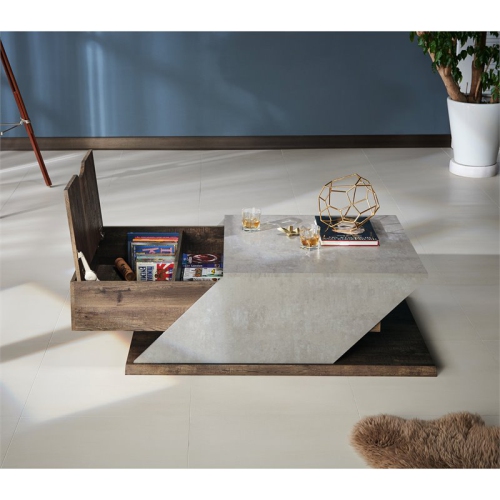 Furniture of America Menster Modern Wood Storage Coffee Table in Reclaimed Oak