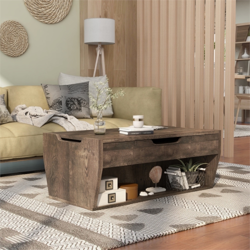 Furniture of America Edwards Wood Lift-Top Coffee Table in Reclaimed Oak