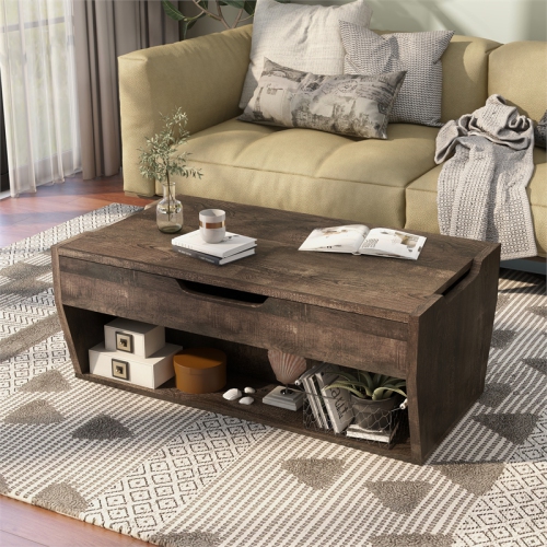 Furniture of America Edwards Wood Lift-Top Coffee Table in Reclaimed Oak