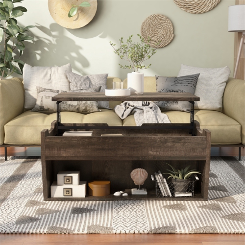 Furniture of America Edwards Wood Lift-Top Coffee Table in Reclaimed Oak