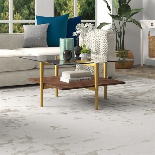 Henn&Hart 32" Gold/Brown Coffee Table