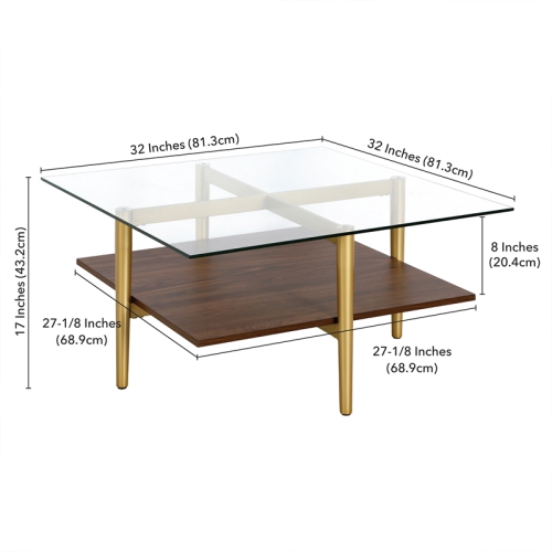 Henn&Hart 32" Gold/Brown Coffee Table