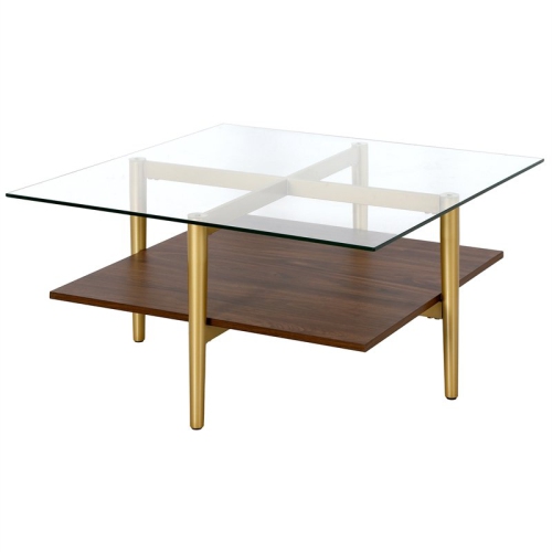 Henn&Hart 32" Gold/Brown Coffee Table