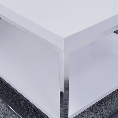 Steve Silver Lucia Metal Coffee Table in White and Chrome Metal