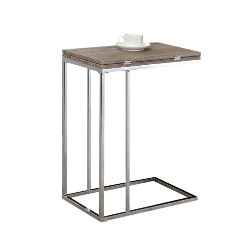 ACME Denson End Table in Gray and Weathered Oak and Chrome
