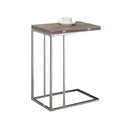 ACME Denson End Table in Gray and Weathered Oak and Chrome