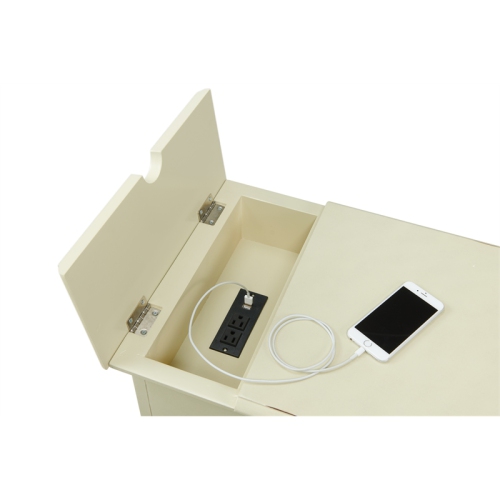 Bowery Hill Traditional Chairside Wood Table in Antique White