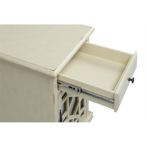 Bowery Hill Traditional Chairside Wood Table in Antique White