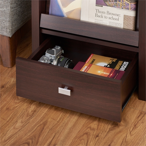 Furniture of America Debrah Contemporary Wood Open Shelf End Table in Walnut