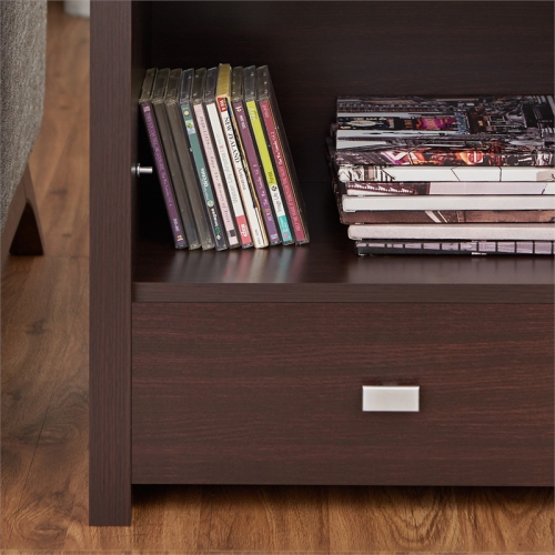 Furniture of America Debrah Contemporary Wood Open Shelf End Table in Walnut