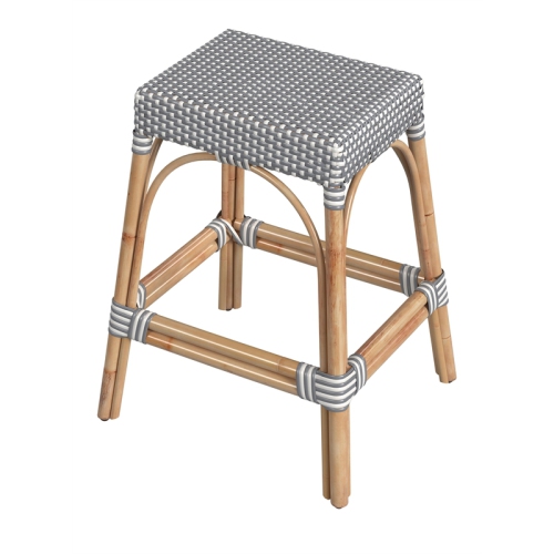 BUTLER SPECIALTY  Company Robias Rattan 24.5" Counter Stool - White And Gray Dot