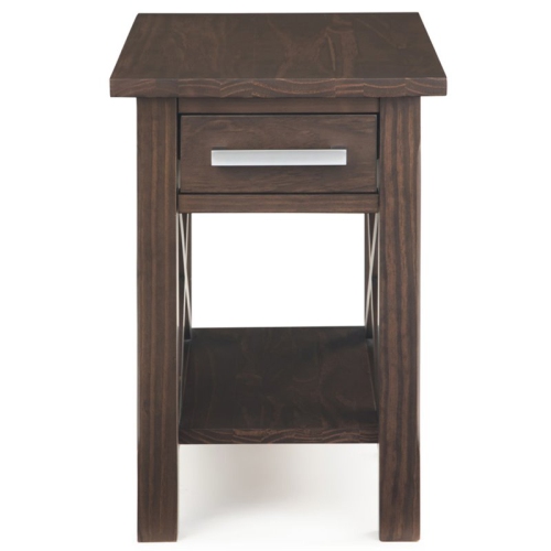 Simpli Home Kitchener 1 Drawer End Table in Warm Walnut