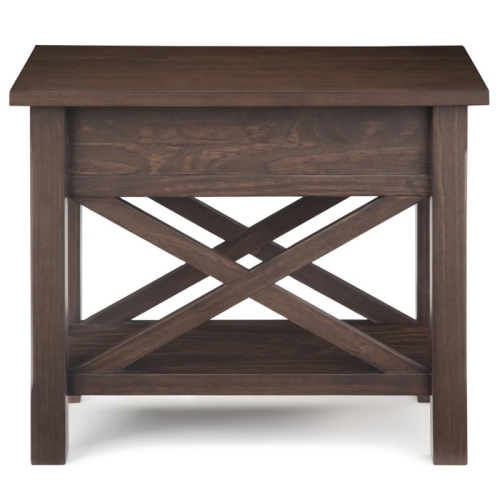 Simpli Home Kitchener 1 Drawer End Table in Warm Walnut