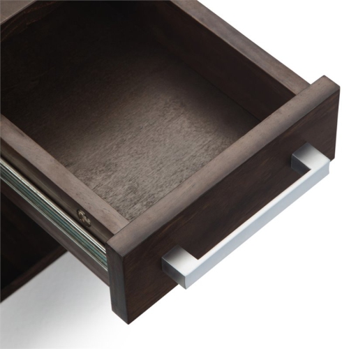 Simpli Home Kitchener 1 Drawer End Table in Warm Walnut